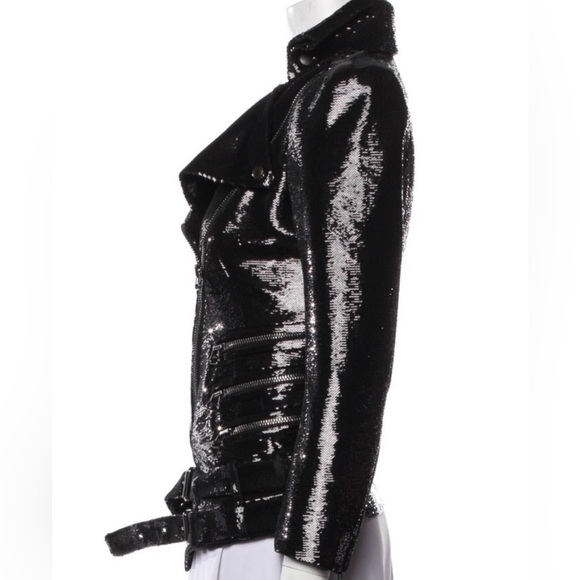 Stunning BALMAIN Sequin Motorcycle jacket Sold Out!! Size 36 like new condition - Picture 3 of 10